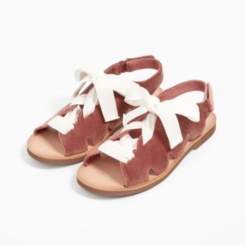 Zara girls blush velvet sandals